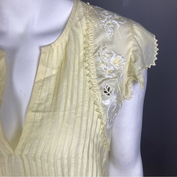 Zadig & Voltaire top XS Tiara floral embroidered prairie yellow flutter eyelet - Picture 6 of 13